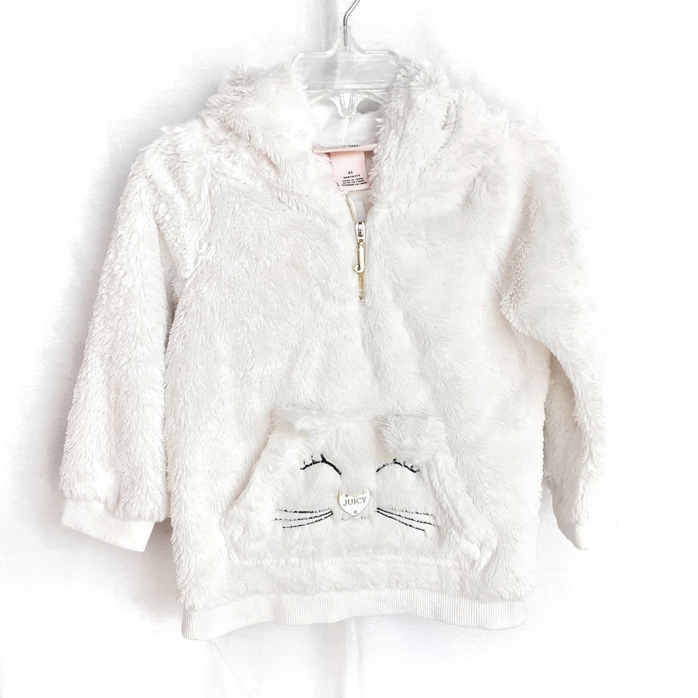 JUICY COUTURE Fluffy Faux Fur Cat Pullover Jacket Size 3T